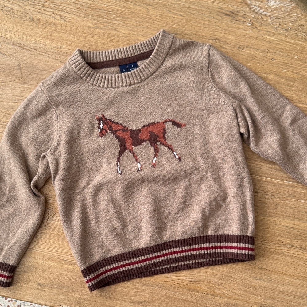 Janie and Jack Brown Horse Sweater